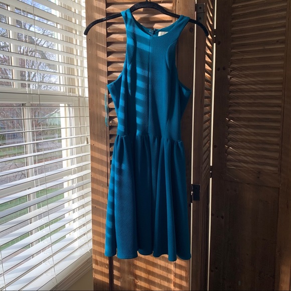 Teal Cameo Skater High Neck Dress - Picture 3 of 6